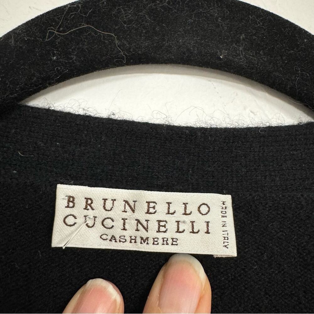 Brunello Cucinelli Black Cashmere Cardigan Sweater Womens M Duster Luxury Italy - Picture 5 of 11
